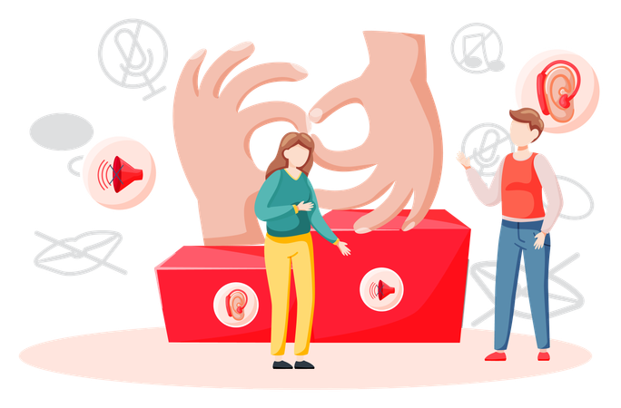 People learning foreign sign language  Illustration