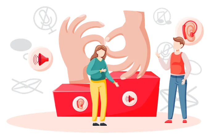 People learning foreign sign language  Illustration