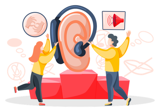 People learning foreign sign language  Illustration
