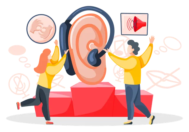 People learning foreign sign language  Illustration