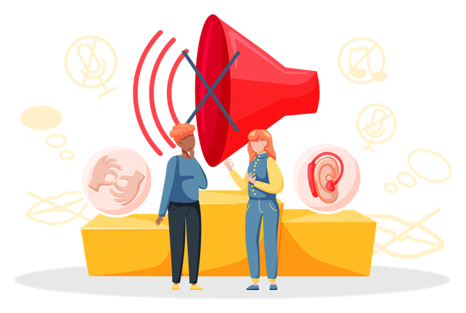 People learning foreign sign language  Illustration