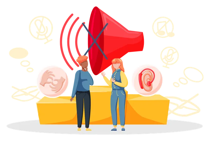 People learning foreign sign language  Illustration