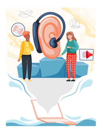 People learning foreign sign language  Illustration
