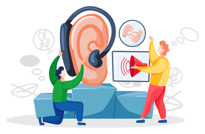 People learning foreign sign language  Illustration