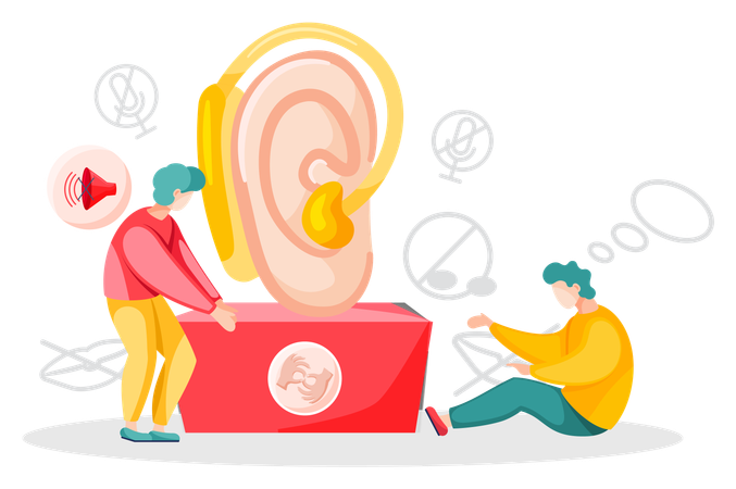 People learning foreign sign language  Illustration