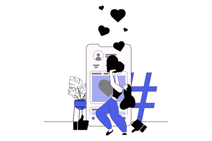 People likes post using mobile app  Illustration
