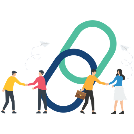 People link as strong union and cooperation  Illustration