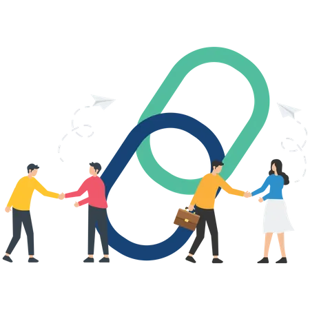 People link as strong union and cooperation  Illustration