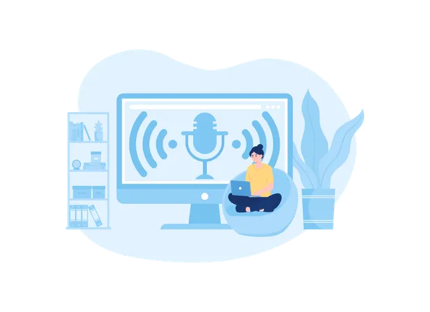 Webcast Live With People Listen To Podcast Trending Concept Flat Illustration Illustration