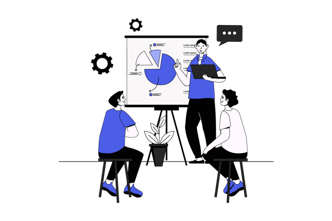 People listening business coach at meeting  Illustration