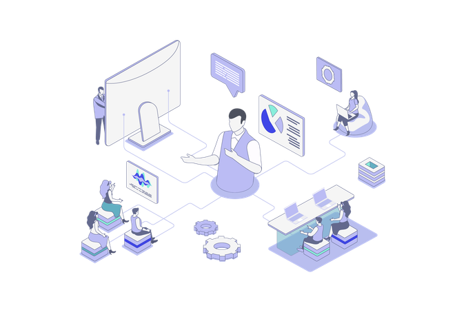 People Listening Erfolgscoach Webinar mit Präsentation  Illustration