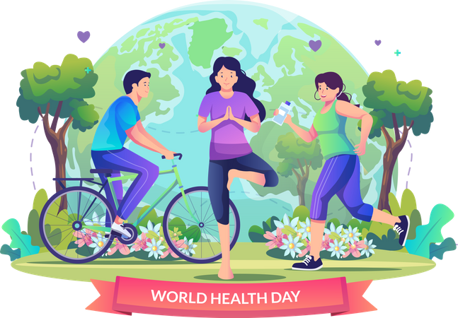 People living healthy lifestyle Illustration