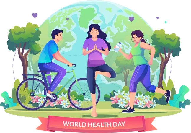 People living healthy lifestyle  Illustration