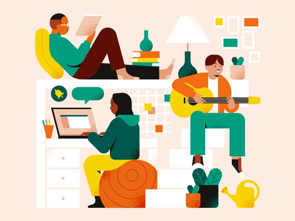 People living in co living space  Illustration