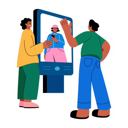 People looking at advertising panel  Illustration