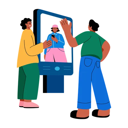 People looking at advertising panel  Illustration