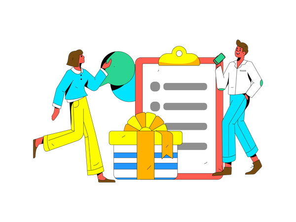 People looking at feedback form  Illustration