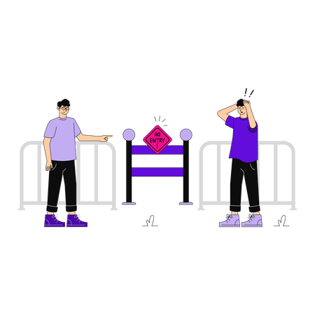 People looking at no entry sign  Illustration