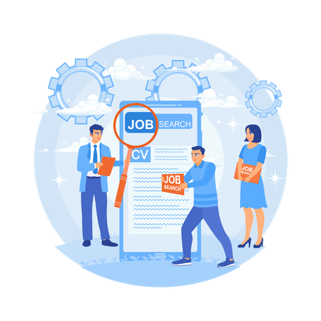 People looking for work and Send CV and Job Search  Illustration