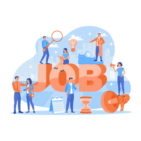 People looking for work in business area  Illustration