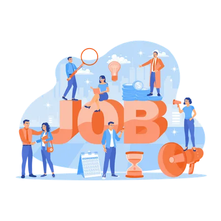 People looking for work in business area  Illustration