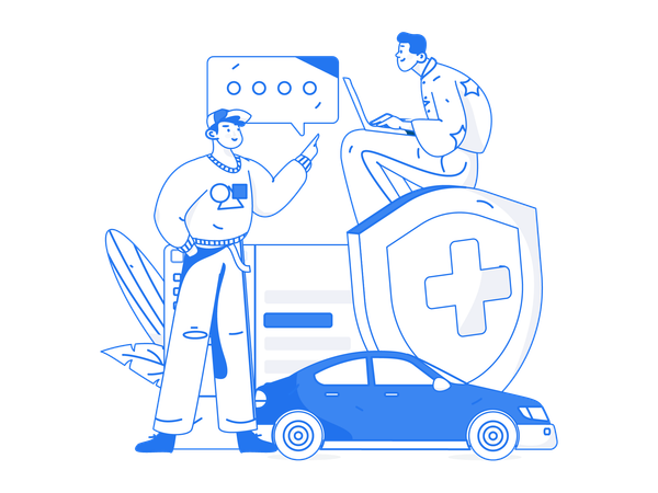 People looks for car security  Illustration