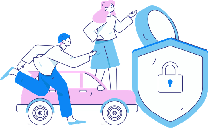 People looks for car security  Illustration