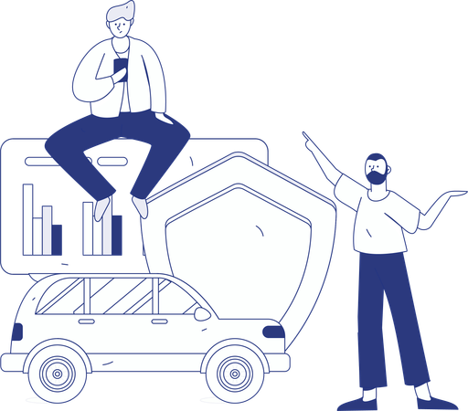 People looks for car security  Illustration