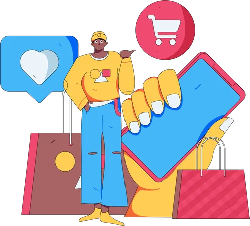 People loves to do digital shopping  Illustration