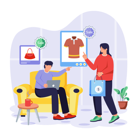 People make shopping from sale  일러스트레이션