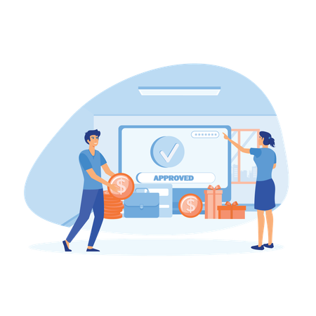 People make successful transaction from phone  Illustration