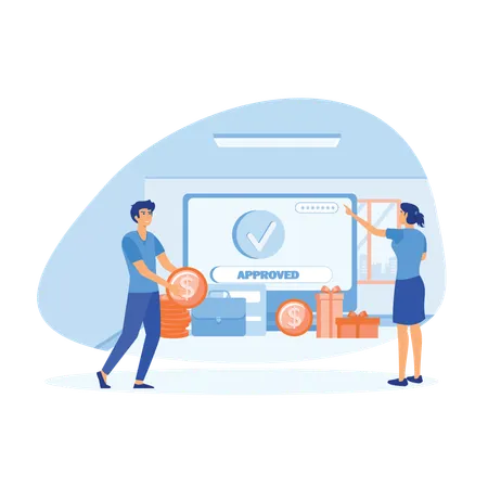 People make successful transaction from phone  Illustration