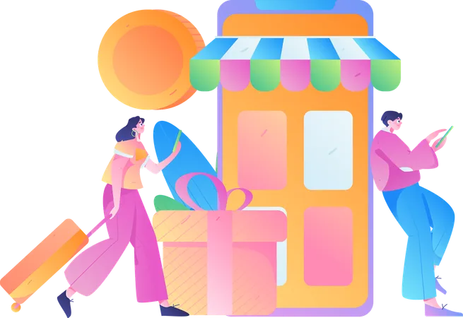 People Makes Shopping Purchases  Illustration