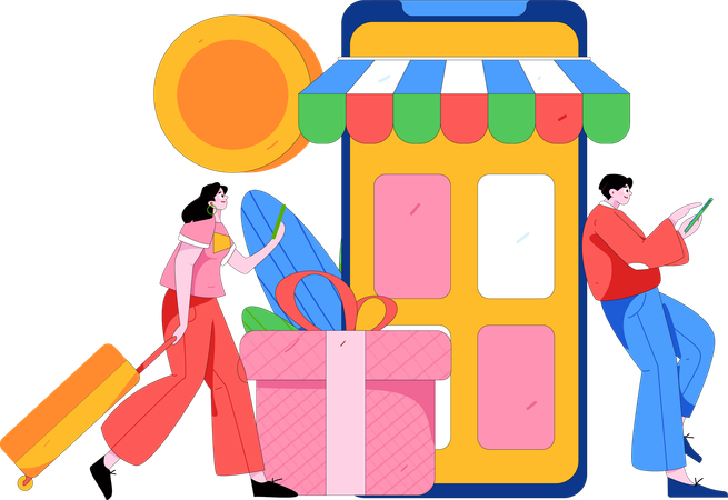 People Makes Shopping Purchases  Illustration