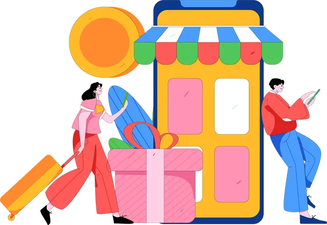 People Makes Shopping Purchases  Illustration