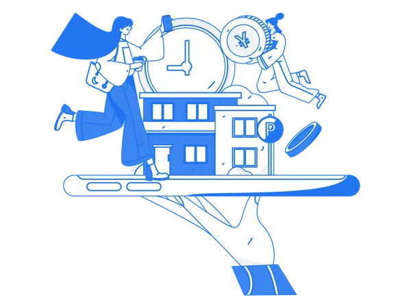 People making accommodation payment  Illustration