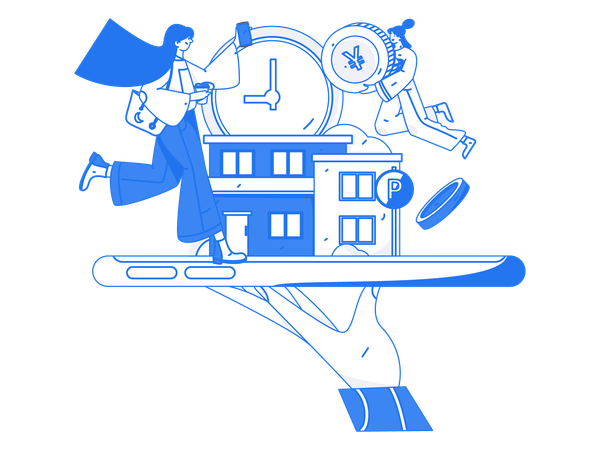 People making accommodation payment  Illustration