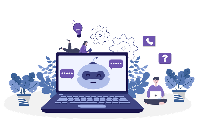 People making call using bot  Illustration