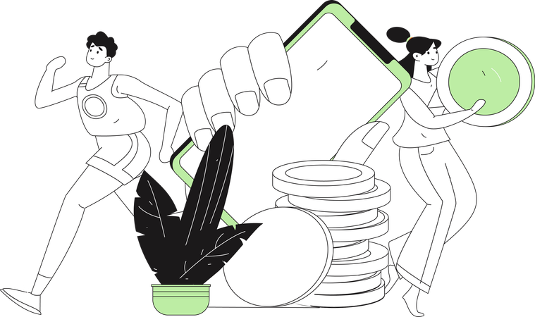 People making card payments  Illustration