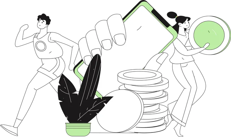 People making card payments  Illustration