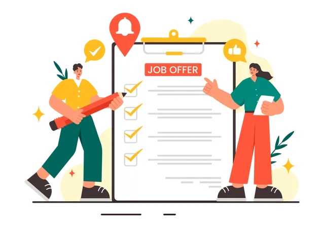 People making checklist for job offer  Illustration