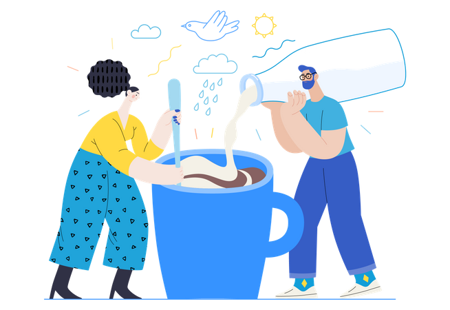 People making coffee  Illustration