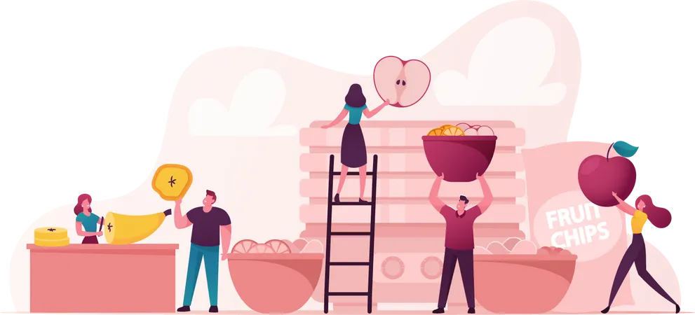 People Making Fruit Products  Illustration
