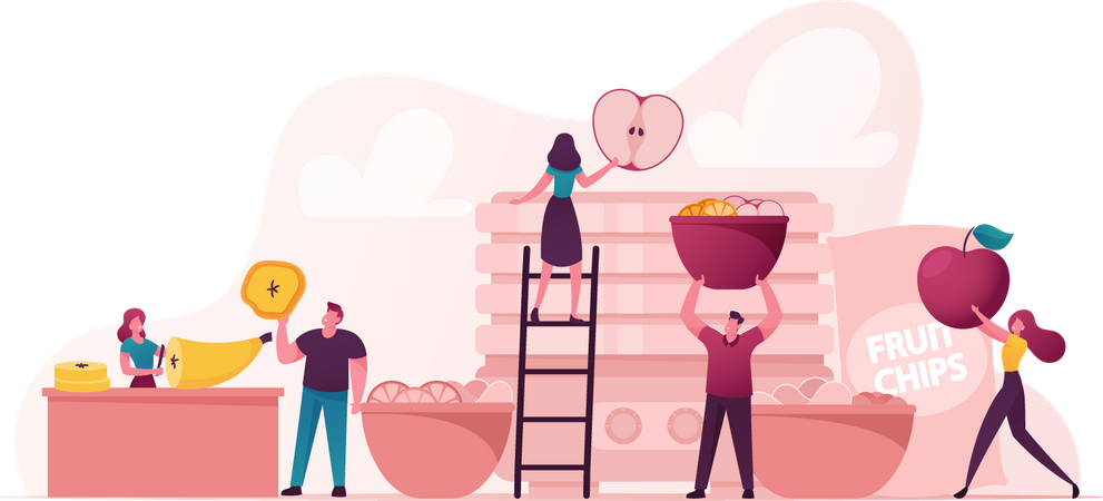 People Making Fruit Products  Illustration