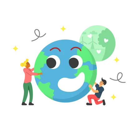 People making happy planet  Illustration
