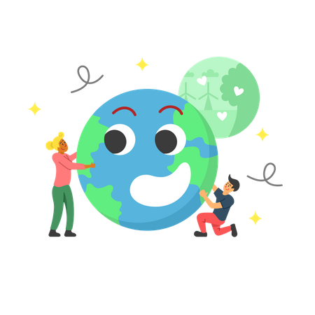 People making happy planet  Illustration