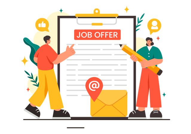 People making job offer letter  Illustration