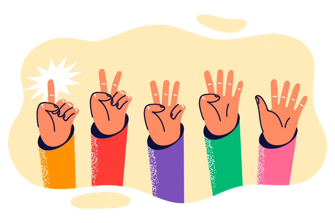 People making number fingers  Illustration