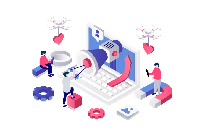 People making online advertisement  Illustration
