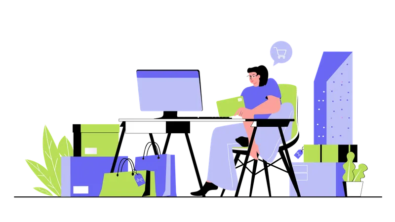 People making purchases in internet stores paying using credit card making online shopping on sale  Illustration